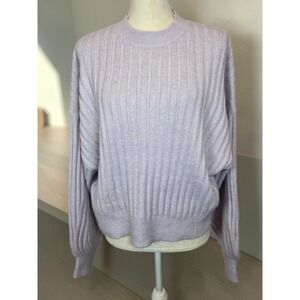 Sophie Rue Sweater Purple Size Medium Soft Drop Sleeve Ribbed Minimalist